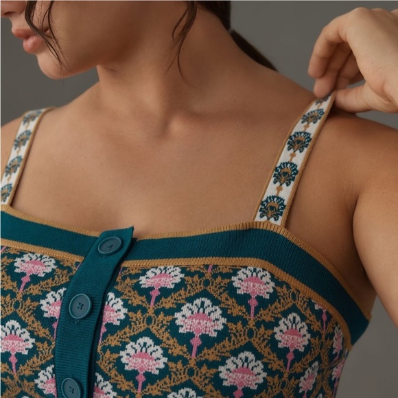 Anthropologie Maeve Square Neck Crop Sweater Tank Button Front Multicolor 2X
NWT - Picture 2 of 10